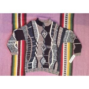 NWT Vintage Debra Lubell Mockneck 3D Coogi Style Pullover Sweater